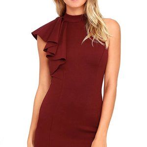 Lulu's Au Revoir Burgundy Bodycon